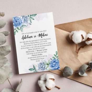 Invitație motiv floral - Albastru