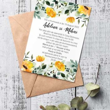 Invitatie Nunta Yellow Flowers